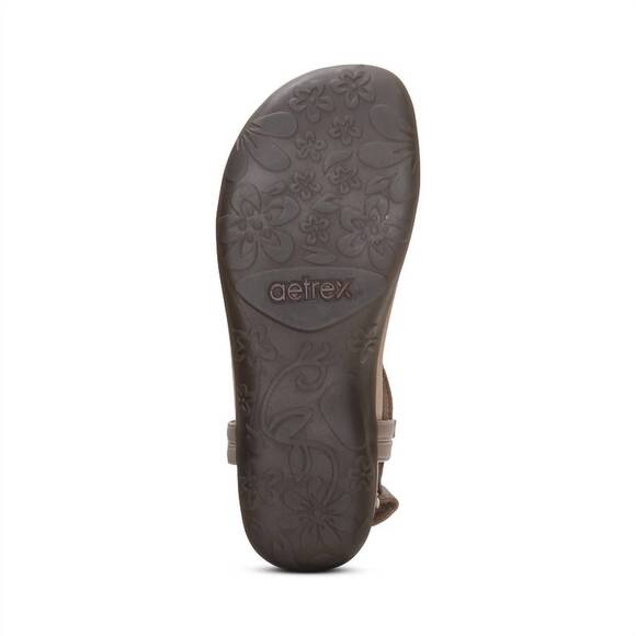 NEW AETREX women\'s slingback thong sandal in taupe